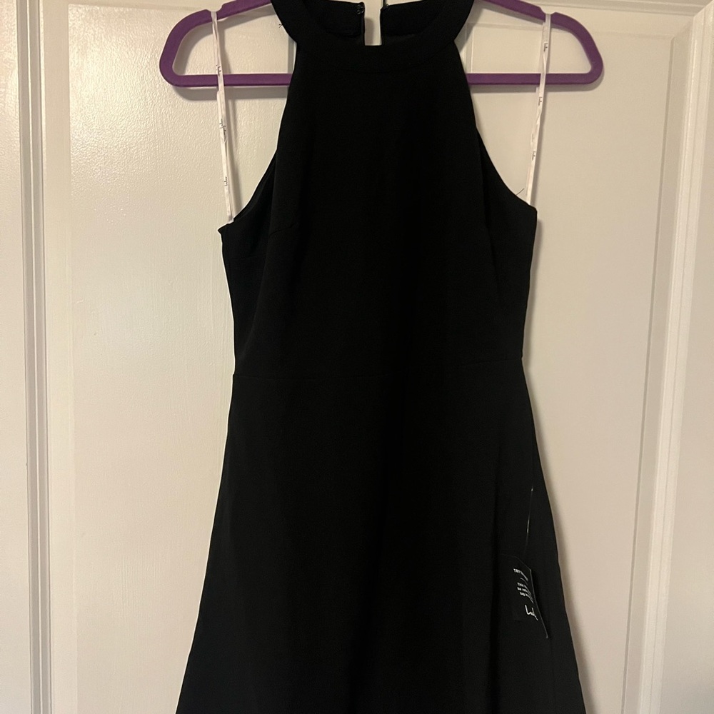 Lulu's Black Halter A-Line Mini Dress